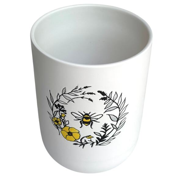 Prima Design Bumble Bee CROCK Utensil Holder Garden Flower Planter 7.5x5 Ceramic - Picture 3 of 6